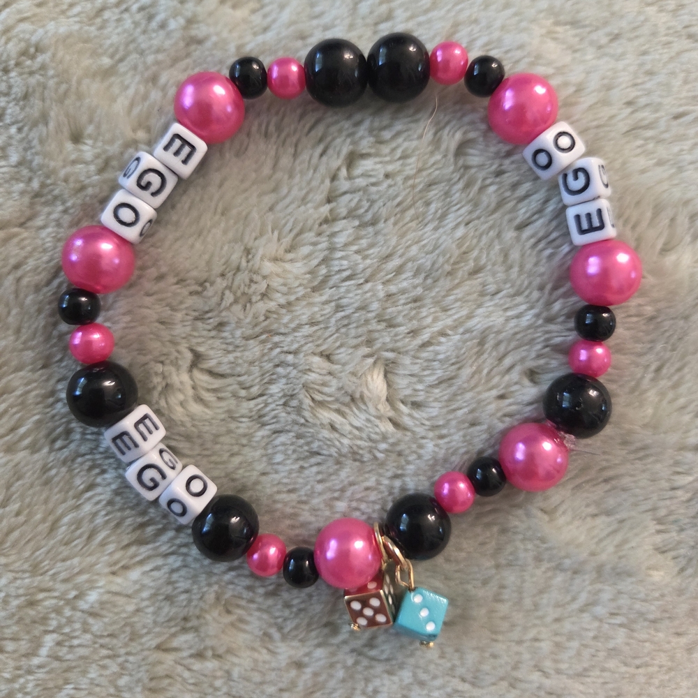 Pink and Black Beaded Kids Bracelet